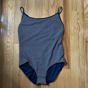 NEW COS Grid Check Scoop Neck Crossover Swimsuit One Piece 8
